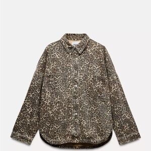 Zara Animal Print TRF Denim Overshirt